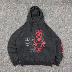Grunge Corpse Husband Miss You Anime Goth Skater Heavyweight Hoodie Black Large